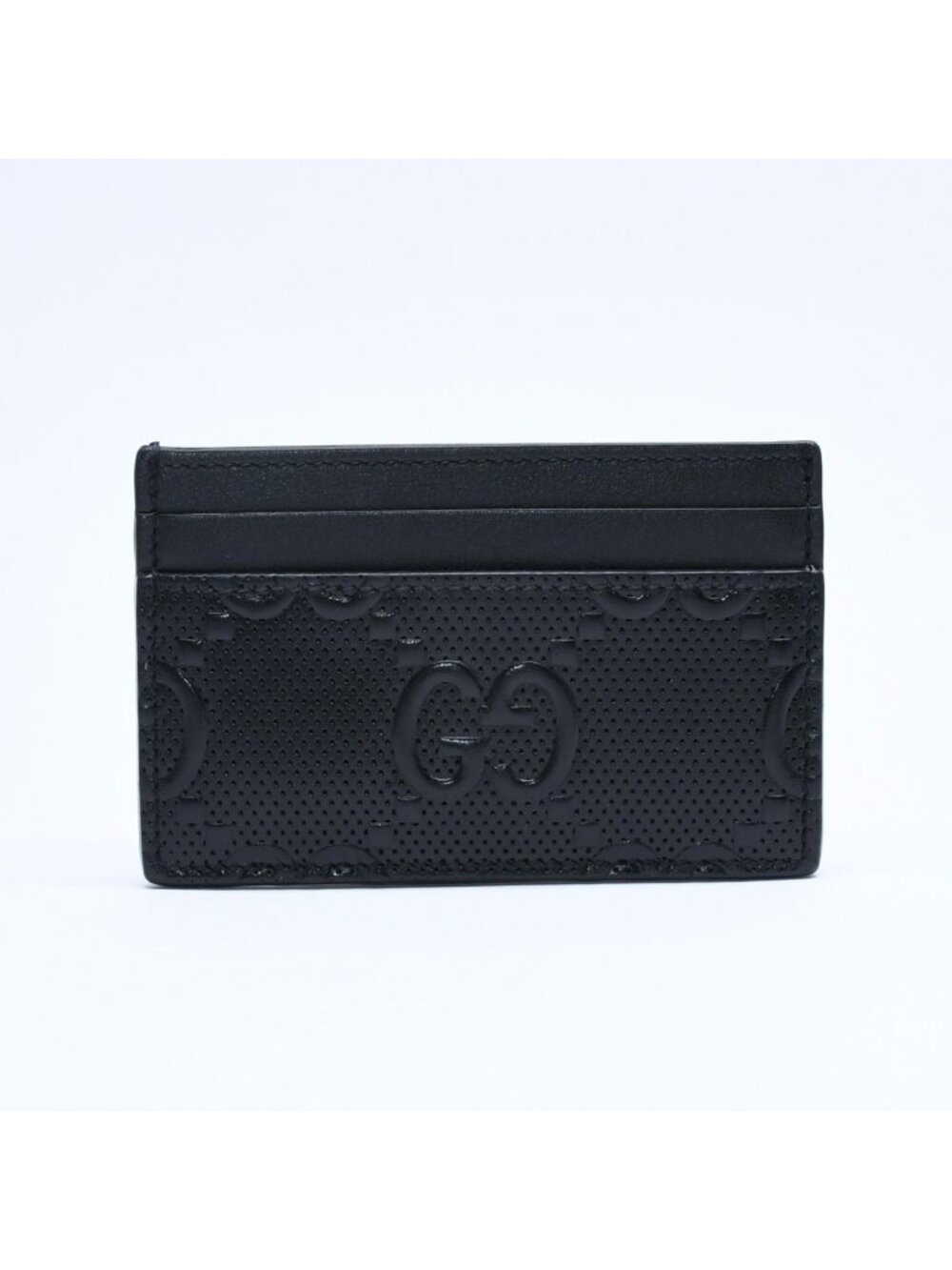Gucci Card Case Business GG Embossed Leather Black